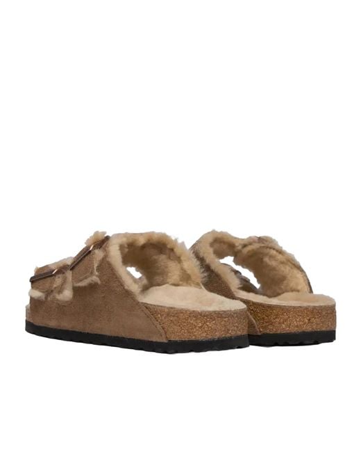 Birkenstock Brown Arizona Shearling-Lined Buckle-Fastening Sandals for men