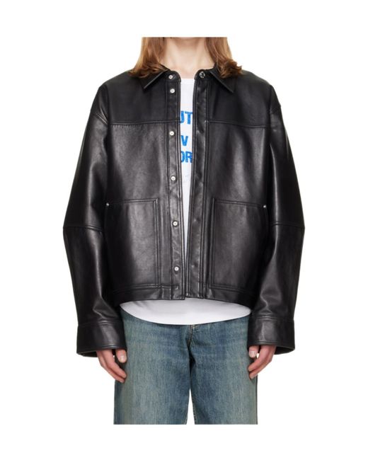 Helmut Lang Black Lapel Leather Jacket for men