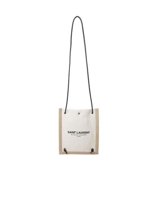 Saint Laurent White Universite Logo Printed Tote Bag for men
