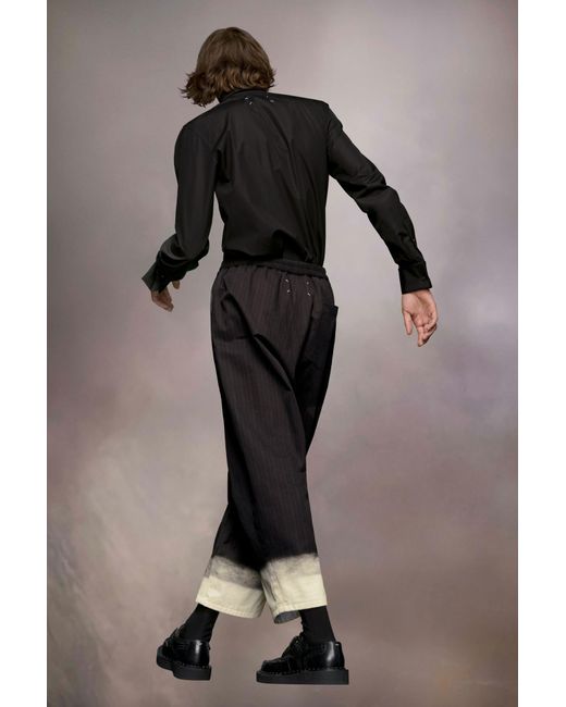 Maison Margiela Black Drawstring Stitch Detailed Trousers for men