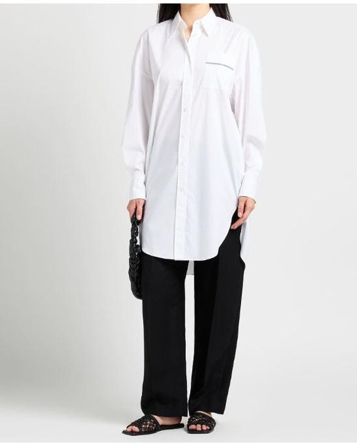 Brunello Cucinelli White Solid Colour Shirts Blouses