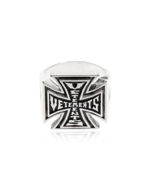 Vetements White Logo Detailed Ring for men