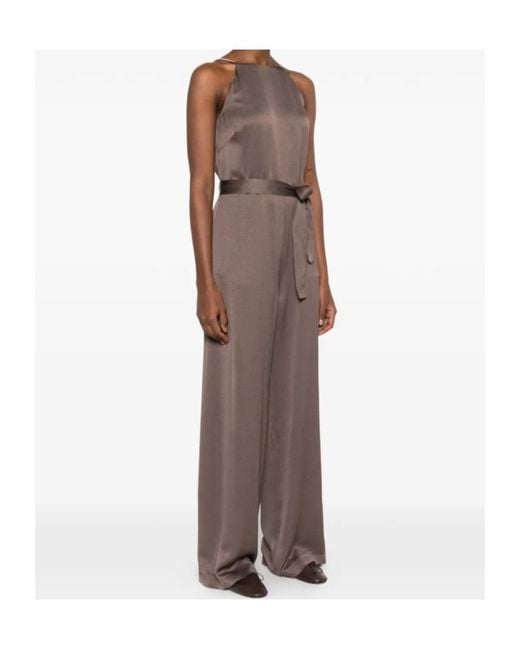 Peserico Brown V-Back Jumpsuit