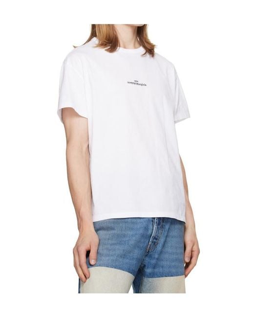 Maison Margiela White Distorted Logo T-Shirt for men