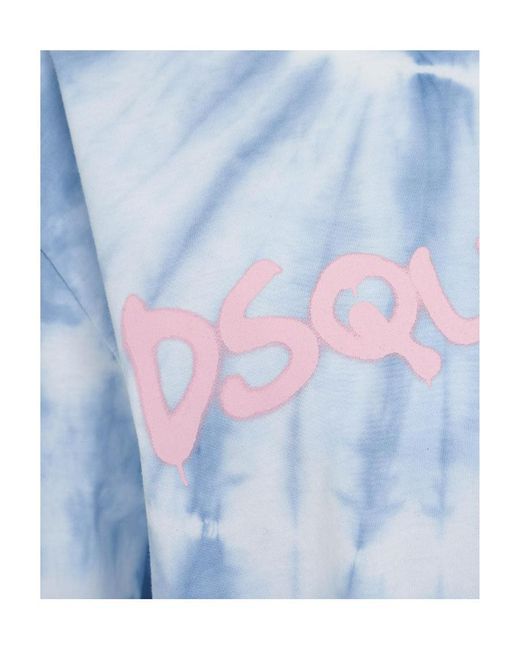 DSquared² Blue Tie-Dye Crewneck T-Shirt