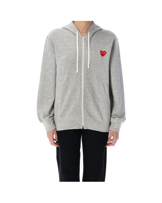 Comme des Garçons White Heart-Shaped Zipper Hoodie