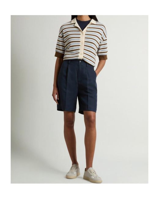 Woolrich Blue Pleated Bermuda Shorts