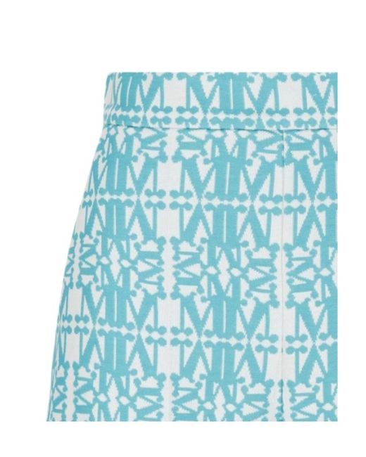 Max Mara Blue Graphic-Print Jacquard Shorts