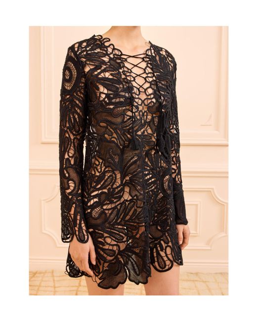Ulla Johnson Black Dita Corded Lace Mini Dress
