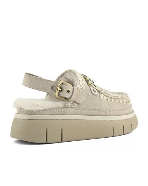 Mou Gray Bounce Logo Lettering Slingback Mules