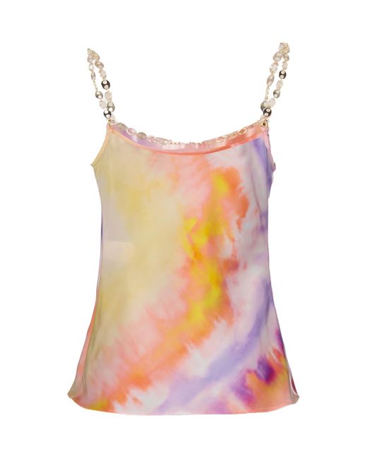 Rabanne Pink Tie-Dye Printed Satin Top