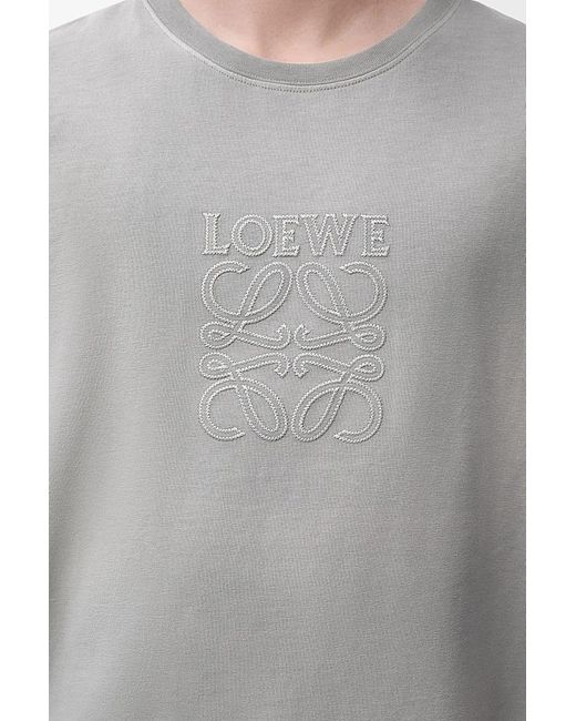 Loewe Gray Faded Anagram T-Shirt, Short Sleeves, 100% Cotton, Size: Small for men