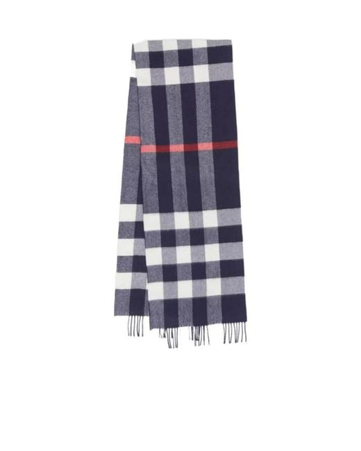 Burberry Blue Check Fringed Scarf