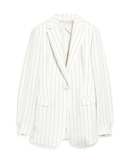 Max Mara White Stripe-Pattern Blazer