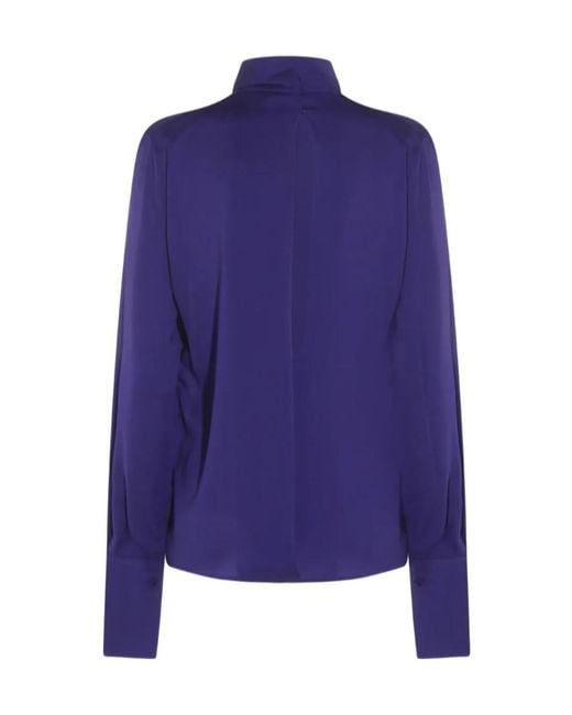 Tom Ford Blue Long Sleeved Satin Blouse