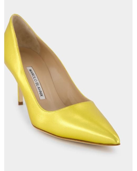 Manolo Blahnik Yellow Tora Slip-On Pumps