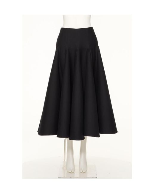 Valentino Black Crepe Couture Flared Midi Skirt