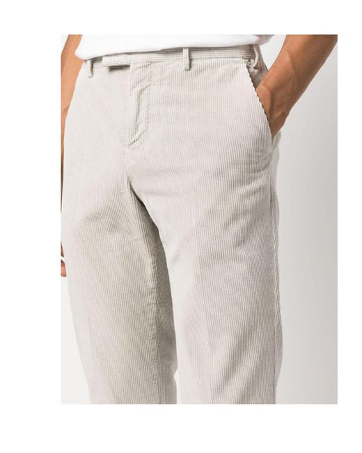 Pt Pantaloni White Corduroy Slim-Cut Trousers for men