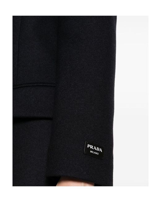 Prada Black Double-Breasted Wool Coat