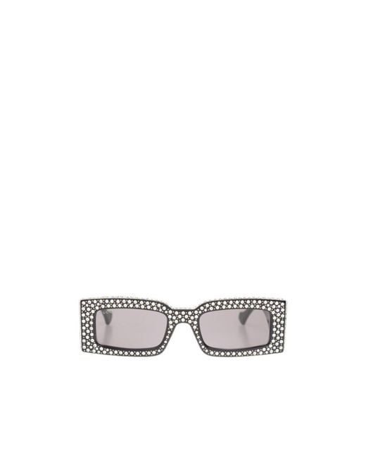 Gucci White Eyewear Rectangular Frame Sunglasses