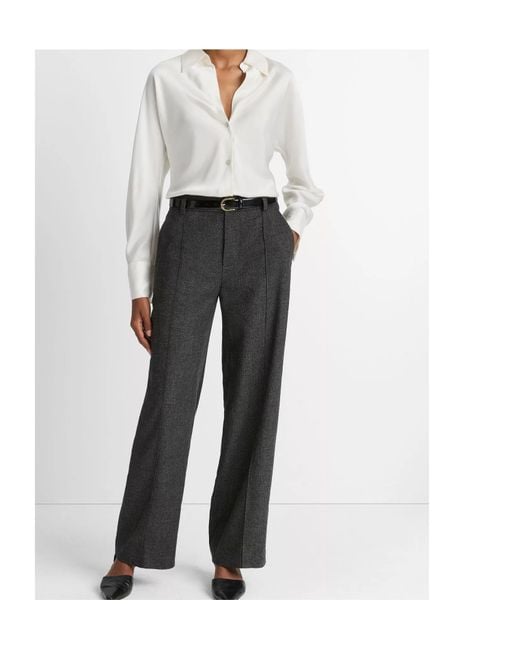 Vince White Long-Sleeved Button-Up Satin Shirt