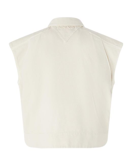 Pinko White Gerard Zipped Gilet