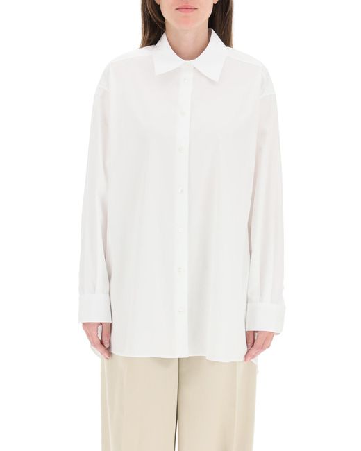 The Row White Luka Curved Hem Shirt
