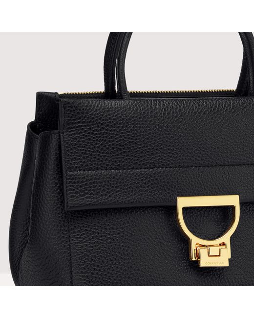 Coccinelle Black Medium Arlettis Leather Tote Bag