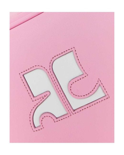 Courreges Pink Courrèges Logo Patch Zip-Up Shoulder Bag