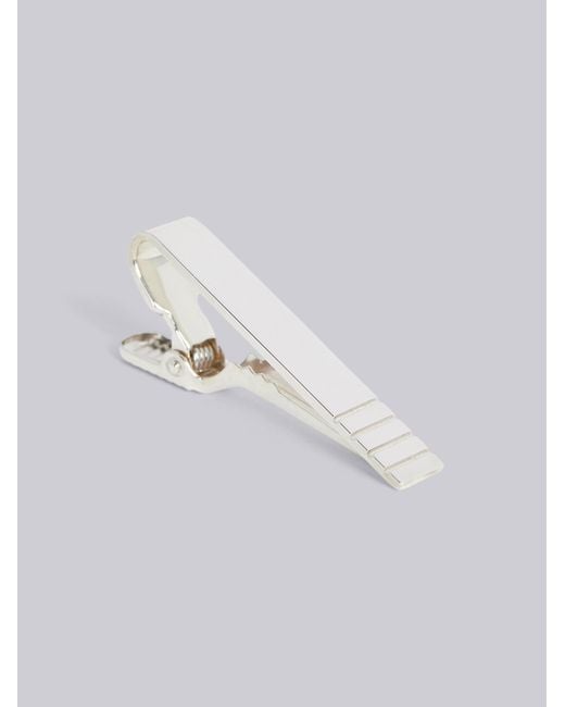 Thom Browne White 4-Bar Polished Long Tie Bar for men