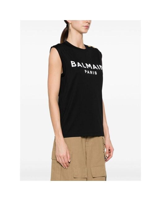 Balmain Black Cotton Logo T-Shirt