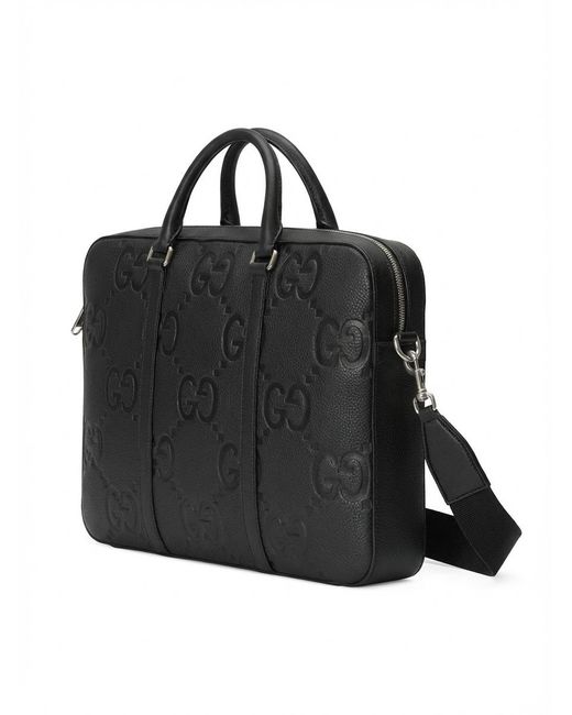 Gucci Black Debossed-Logo Laptop Bag for men
