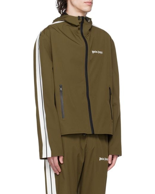 Palm Angels Green Logo-Print Hooded Jacket for men