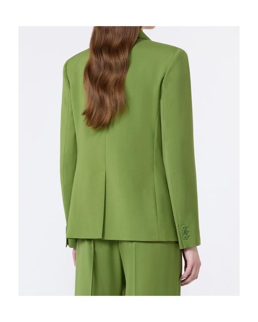 Weekend by Maxmara Green Lamine Single-Breasted Blazer