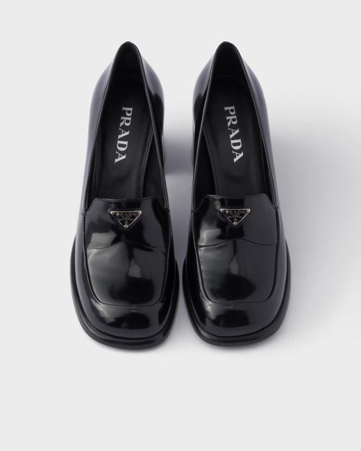 Prada Black Brushed Leather Loafers