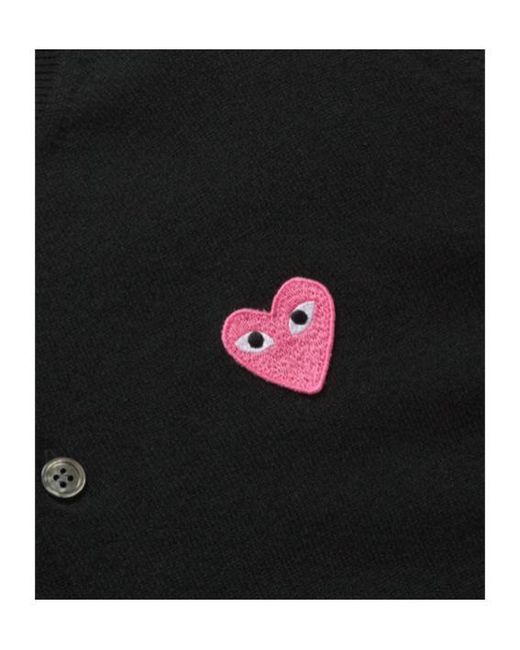 COMME DES GARÇONS PLAY Blue Heart-Patterned Crew-Neck Cardigan for men