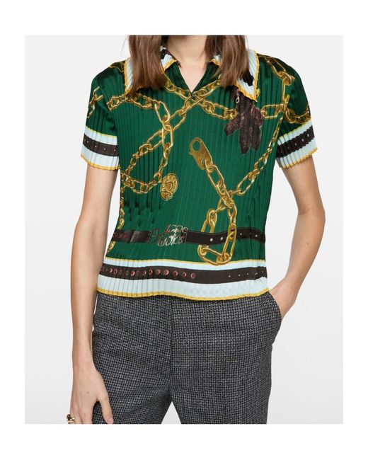 Acne Green Pleated Printed Blouse