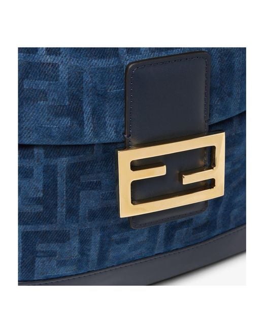 Fendi Blue Flocked Ff Denim Backpack