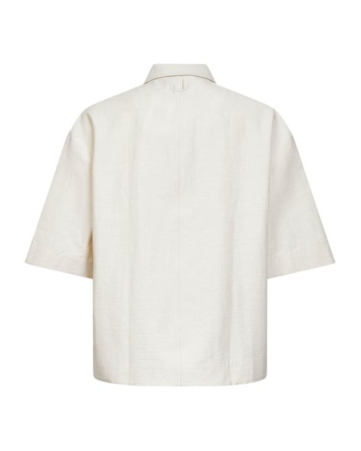 Jacquemus White Off- Cotton Blend Canvas Paysan Shirt for men