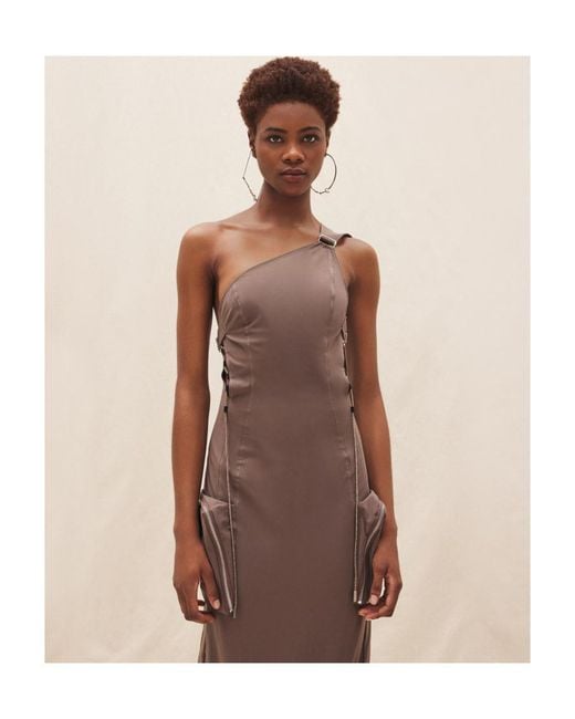 Jacquemus Brown Zip-Detail Midi Dress