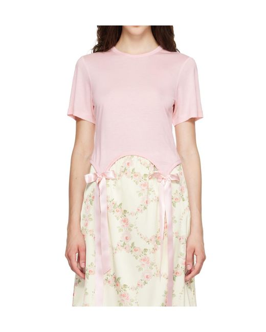 Simone Rocha Pink Bow Tail Easy T-Shirt