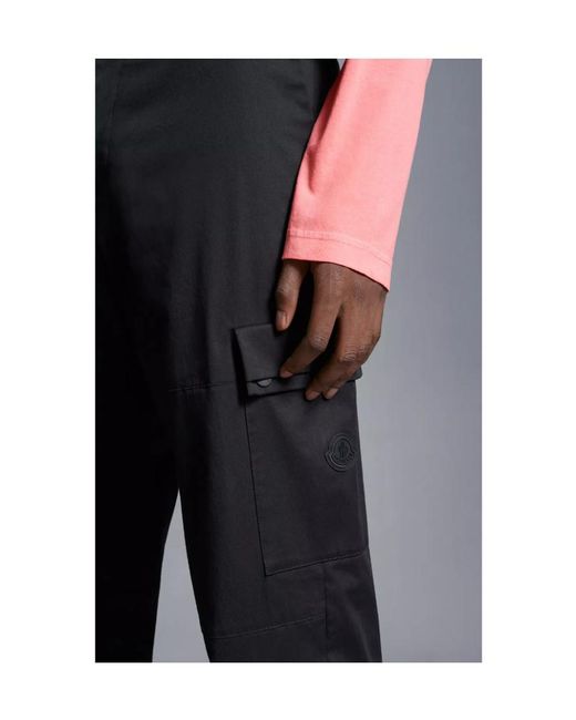 Moncler Black Stretch Gabardine Cargo Trousers for men