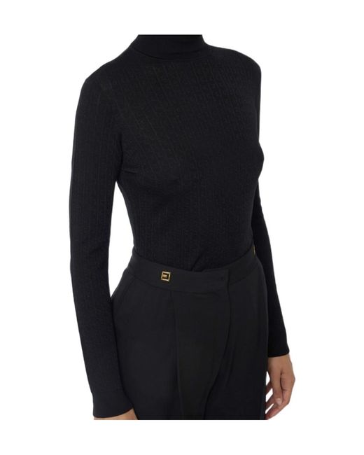 Elisabetta Franchi Blue Micro Logo Jacquard Jumper