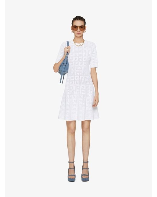 Givenchy White 4G Jacquard Flared Mini Dress