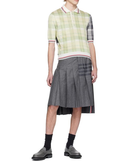 Thom Browne Multicolor Mixed-Checked Knitted Polo Shirt for men