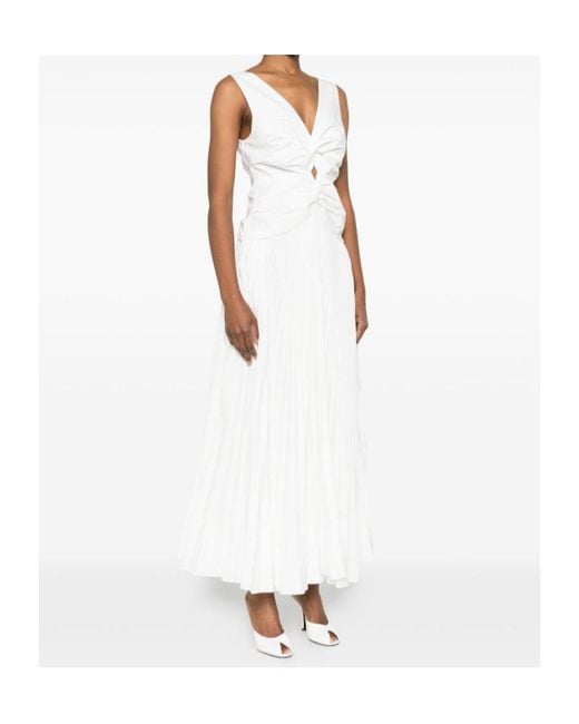 Jonathan Simkhai White Vivianne Pleated Midi Dress