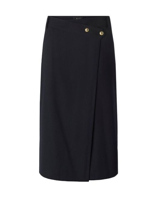Pinko Blue Wrap-Front Button-Detail Skirt