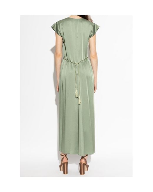 Forte_forte Green V-Neck Belted Dress