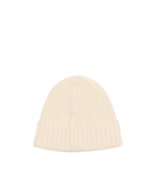 Stone Island Natural Junior Logo Patch Ribbed Beanie