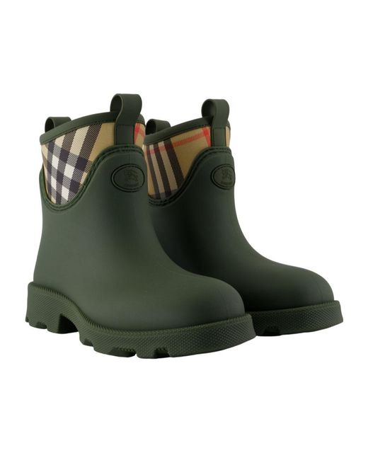Burberry Green Signature-Check Rain Boots